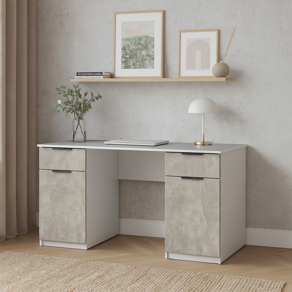 Стол письменный СП4 2Я2Д SENAM 750х1600х600 мм корпус ДСП Белый фасад ДСП Ателье светлый