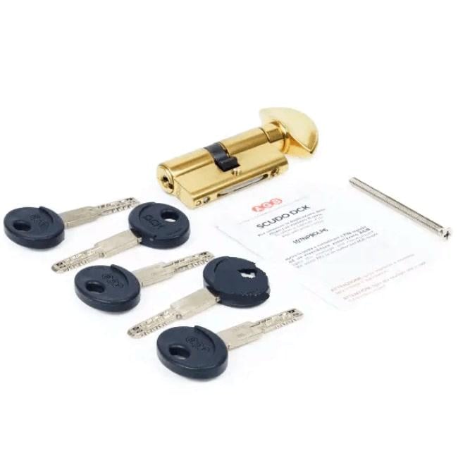 Цилиндр AGB SCUDO DCK 80 мм 30/50Т ключ/тумблер Латунь (C.120.10.45.25)