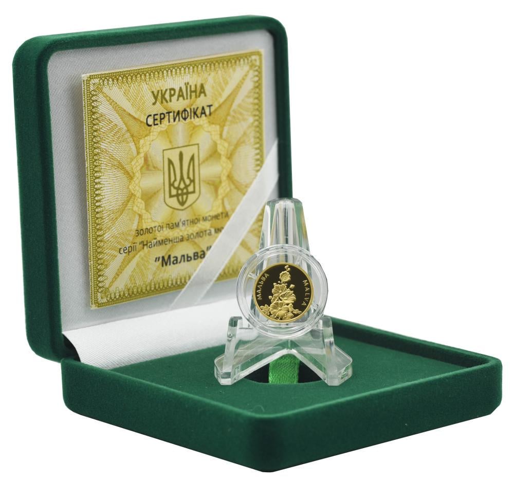 Колекційна монета Україна 2 гривні 2012 "Квітка Мальва" Золото Proof KM 656 (М01236)
