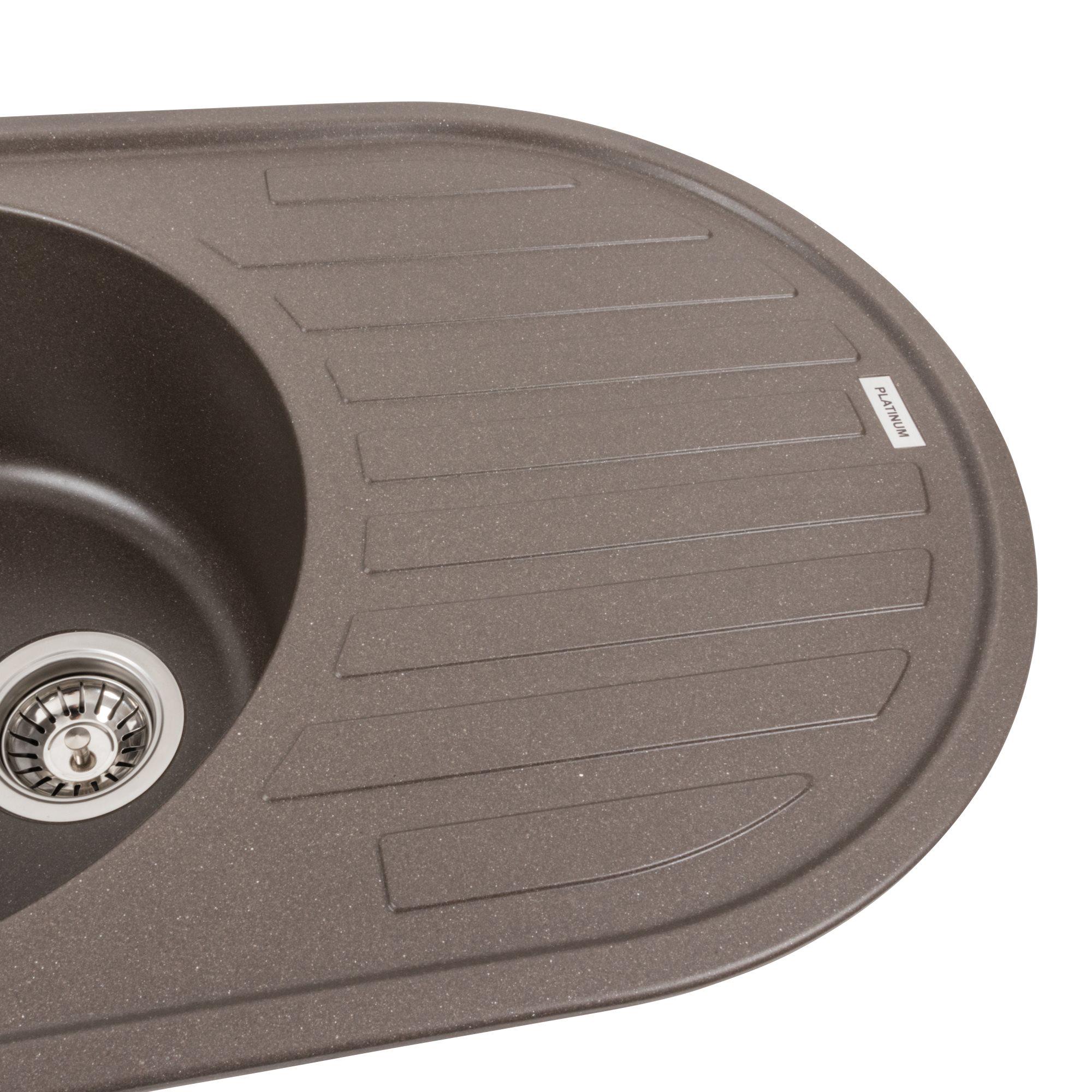 Мийка гранітна для кухні Platinum 7750 LIRA матова Темна скеля - фото 3 Мийка гранітна для кухні Platinum 7750 LIRA матова Темна скеля - фото 3