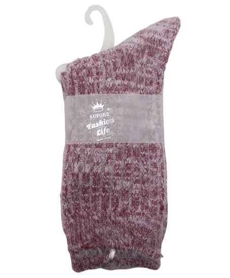 Носки из шерсти альпаки пушистые Корона 2551 р. 37-41 Бордовый/Белый (1483340283)