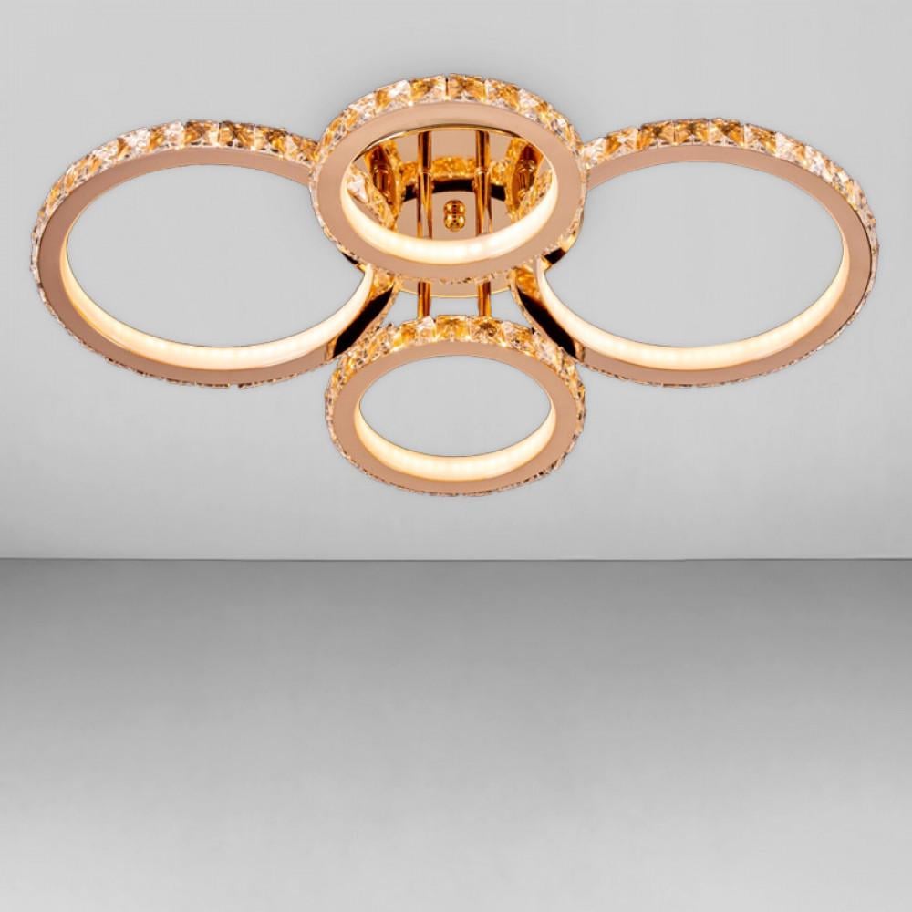 Люстра светодиодная Svet с хрустальными кругами 200W 3000-6000К Золотой (SY-7940/2+2 GD DIMMER)