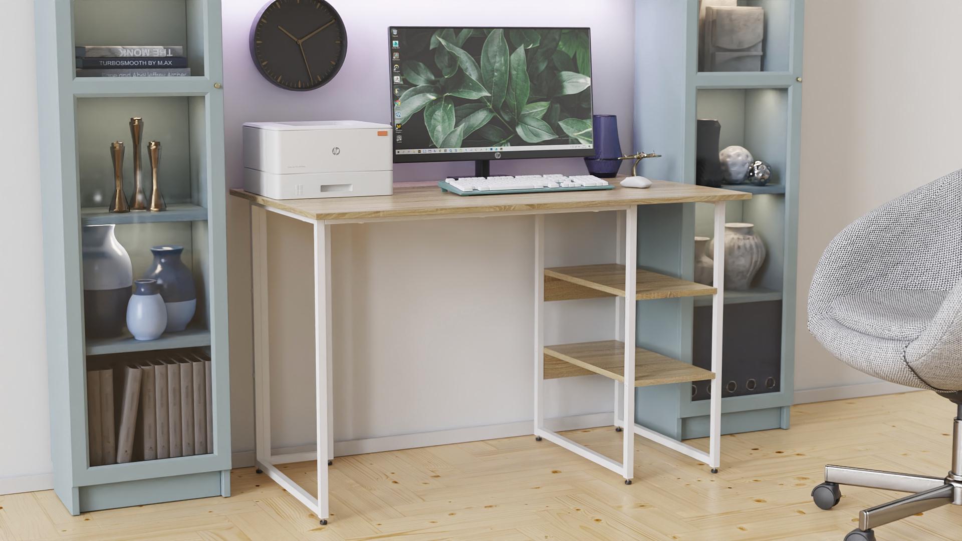 Стол компьютерный Ferrum-decor Кевин ДСП 16 мм 75x120x60 см Белый/Дуб Сонома (FRD-101250)