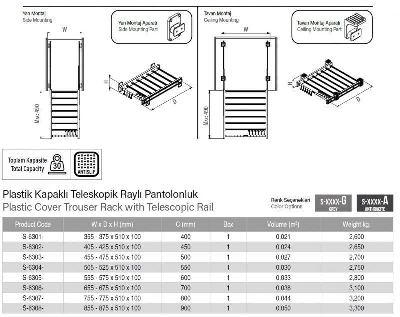 Вішалка для штанів Starax 800 мм Антрацит (S-6307-A) - фото 3