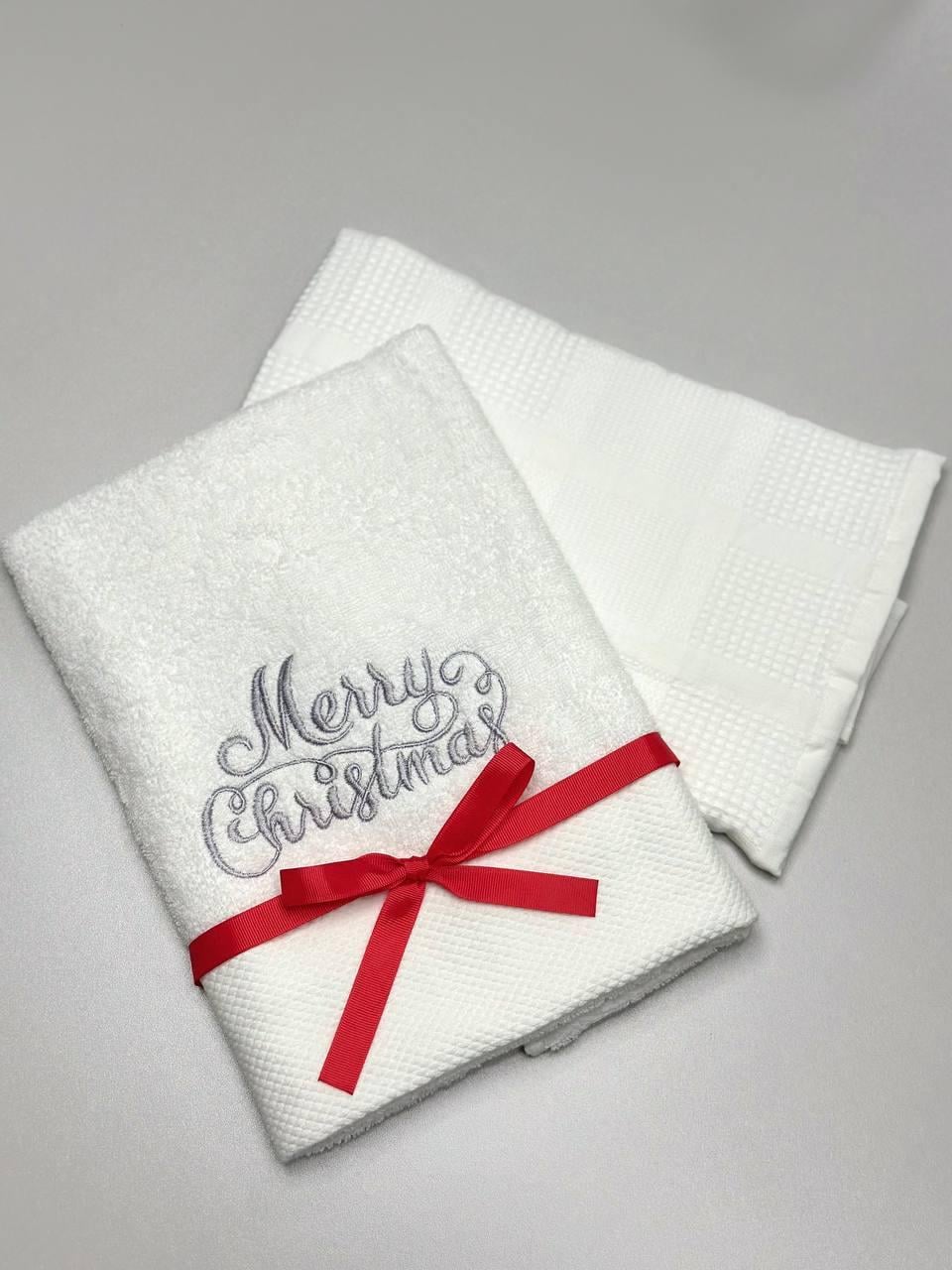 Набор полотенец подарочный Ideal с вышивкой Merry Christmas 50х90 см 2 шт. (13248357)
