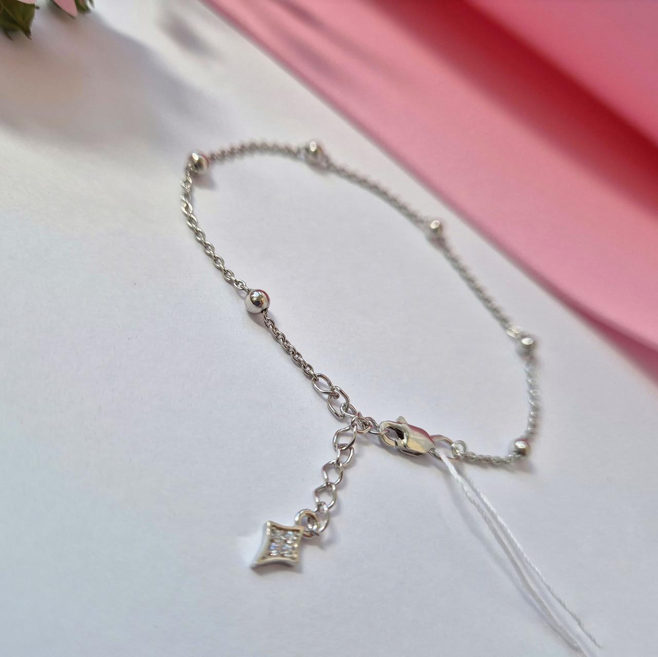 Браслет на руку Шарики без камней из серебра 16-20 см 925 пробы 1,70 г (75301б)