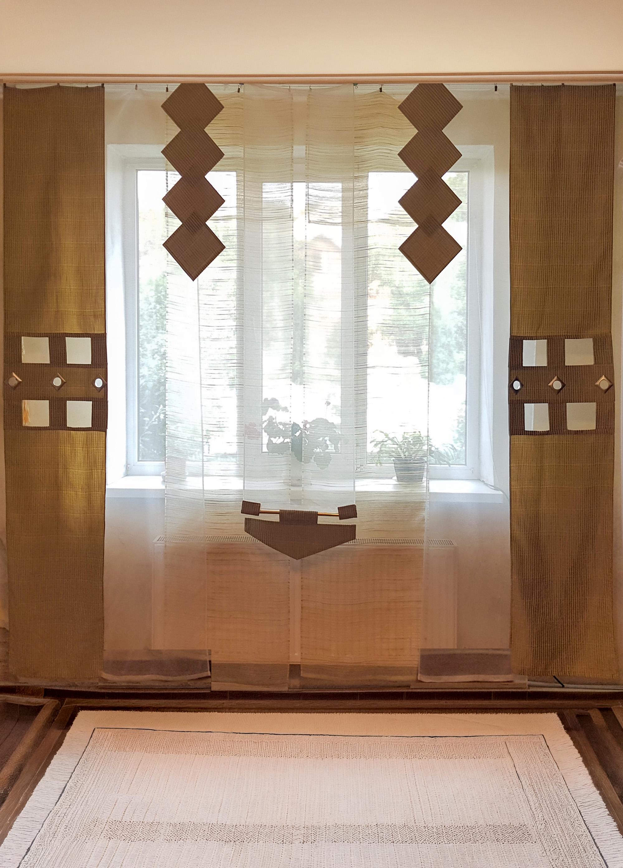 Комплект пенельных штор и тюль Firanka Simple карниз 300 см 9 шт. Оливковый с молочным (22_1т)