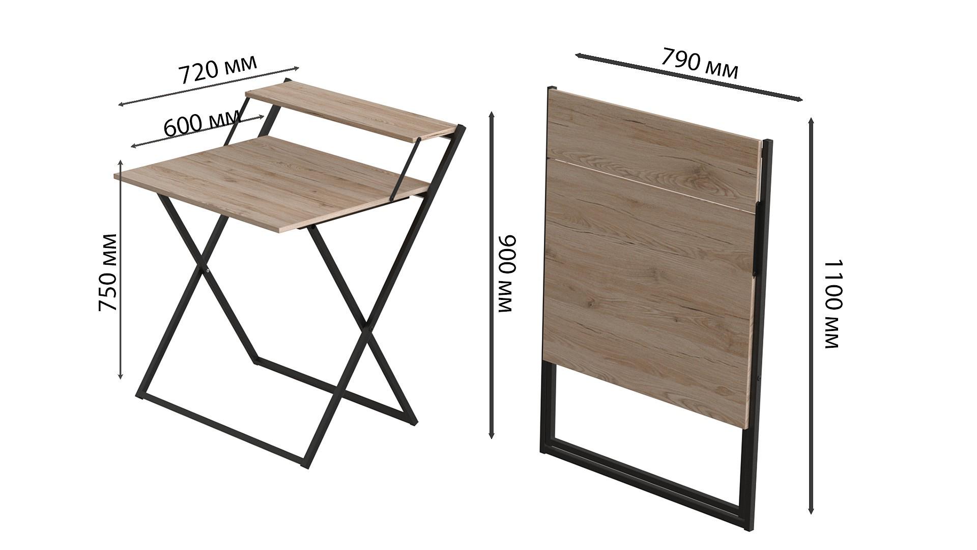 Стіл-трансформер Ferrum-decor Компакт 4 метал/ДСП 16 мм 750x790x720 мм Чорний/Дуб Сан-Марино (FRD-104691) - фото 3 Стіл-трансформер Ferrum-decor Компакт 4 метал/ДСП 16 мм 750x790x720 мм Чорний/Дуб Сан-Марино (FRD-104691) - фото 3