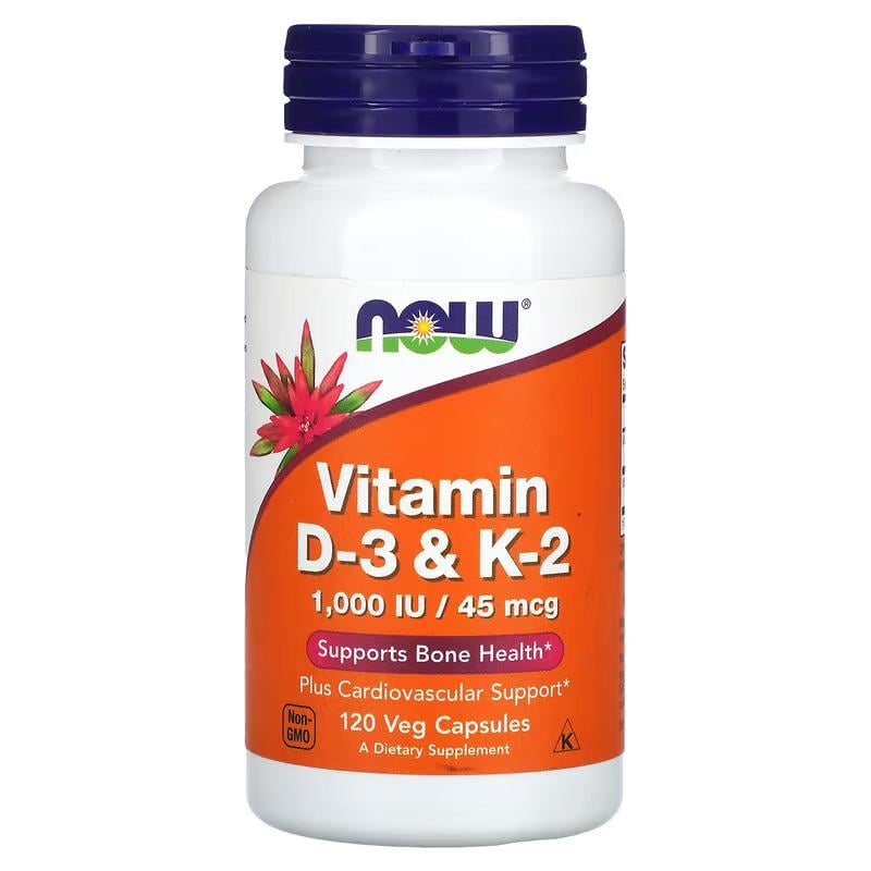 Витамин D3 К2 Now Foods Vitamin D-3 & K-2 для здоровья костей и сердца 120 капсул (1007920394)