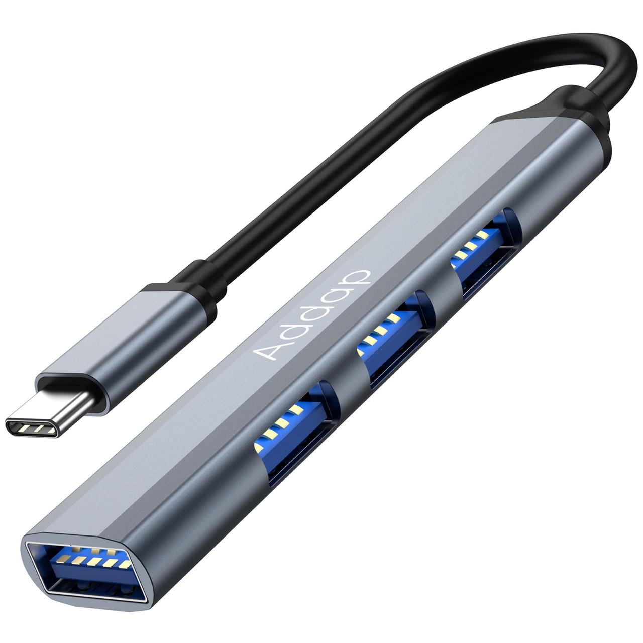 USB Type-C хаб/разветвитель для ноутбука Addap UH-05C на 4 порта USB Gray (2691616432)