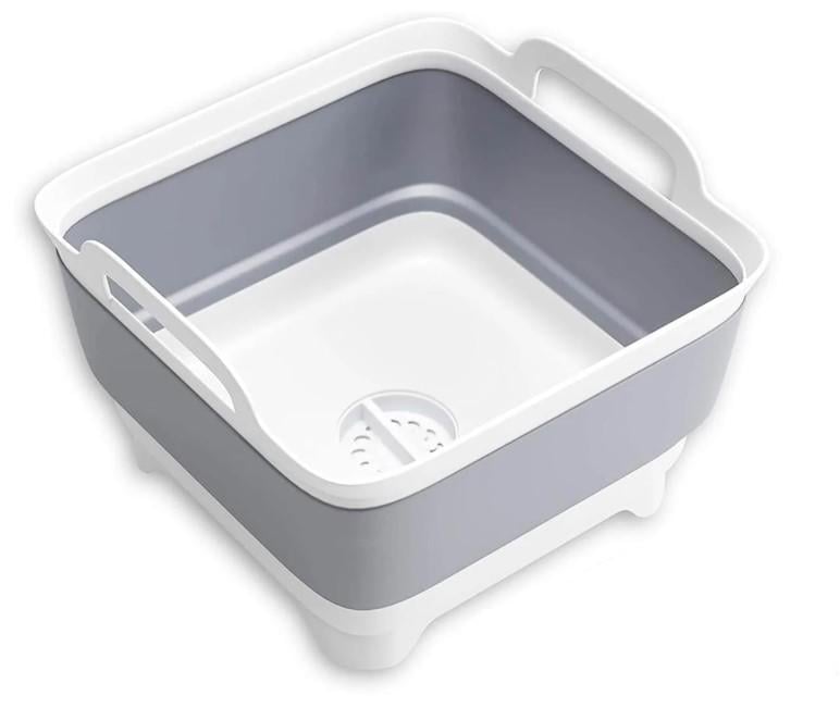 Таз квадратний складаний для посуду із зливною пробкою