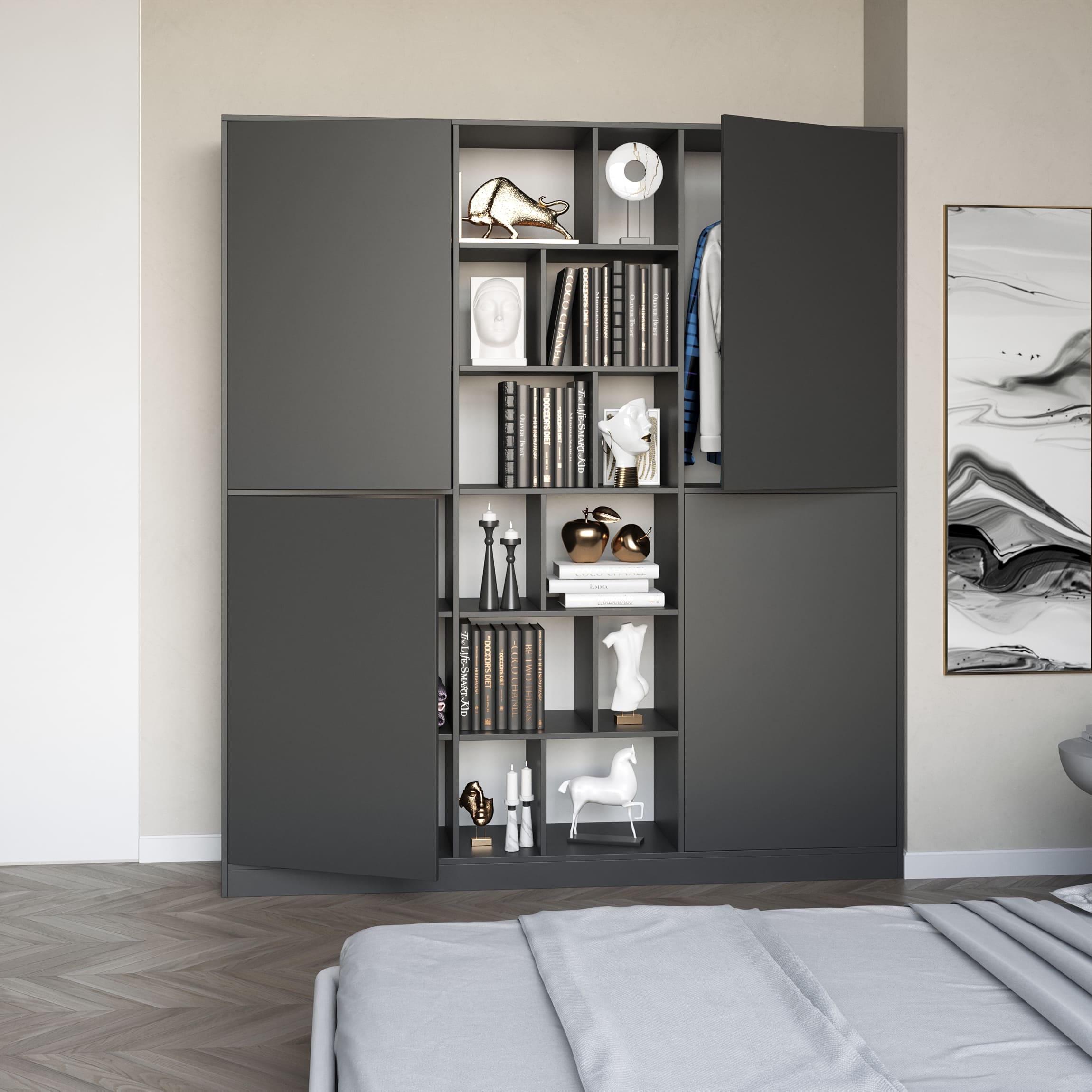 Шафа розстібна з відритими поличками Антрацит (380442)
