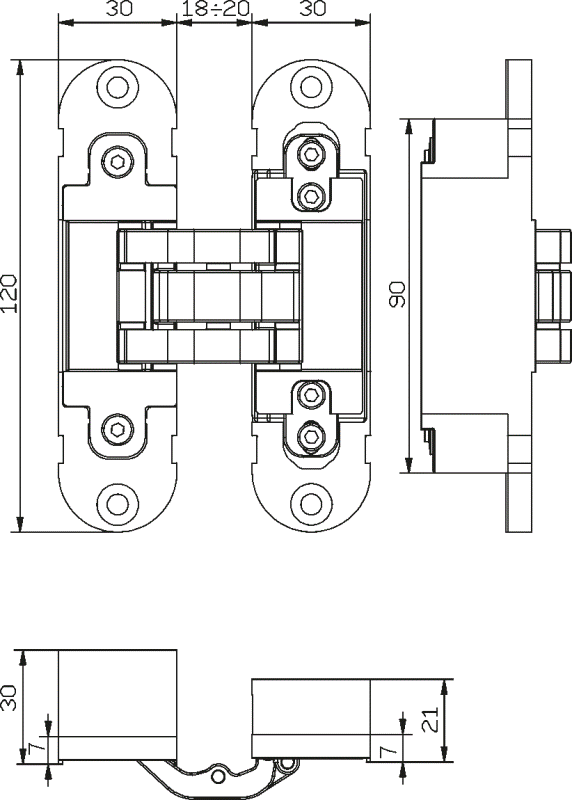 Петля скрытая 3D OTLAV Invisacta IN300 120x30 мм с колпачками Бронзовый (IN300120BO02) - фото 2 Петля скрытая 3D OTLAV Invisacta IN300 120x30 мм с колпачками Бронзовый (IN300120BO02) - фото 2