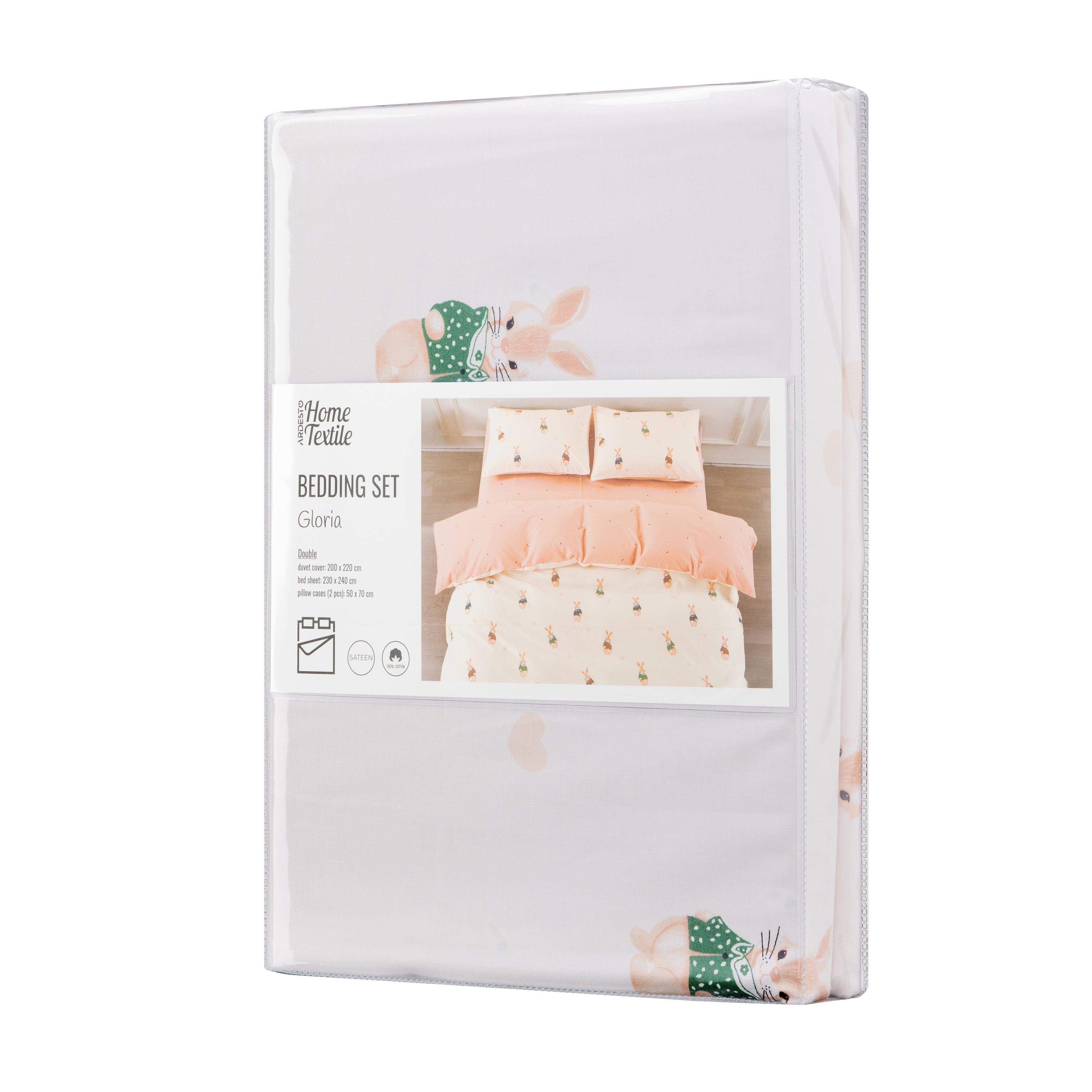 Комплект постельного белья Ardesto ART2022BR Gloria Кролики двуспальный евро хлопок Бежевый (54eb51e0)
