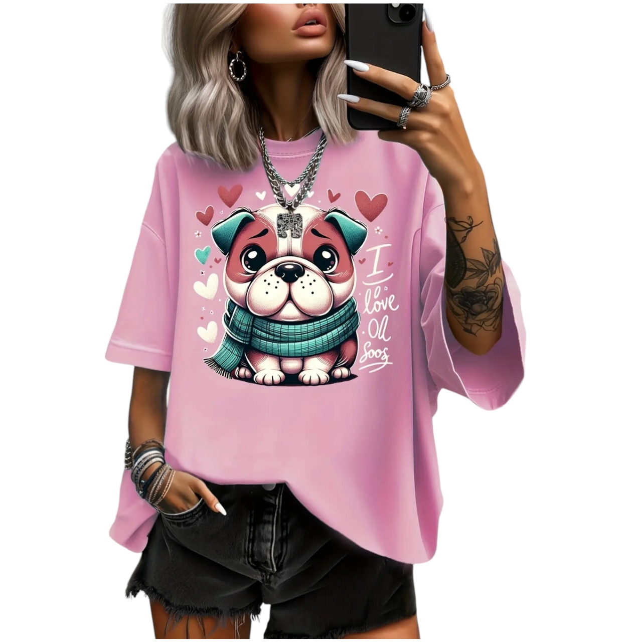 Футболка жіноча з принтом Собаки Оверсайз 2XL (2513255022)