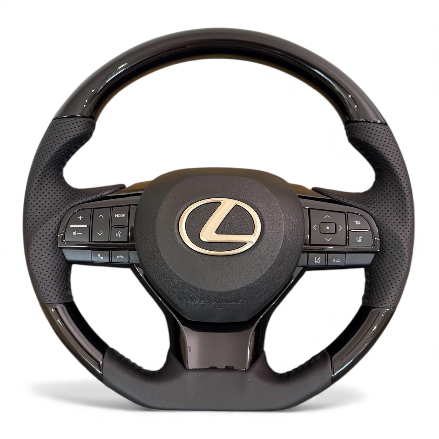 Руль анатомический для Lexus LX570/GX460 рояльный лак в стиле рестайлинга LX570 логотип хром (30779874)