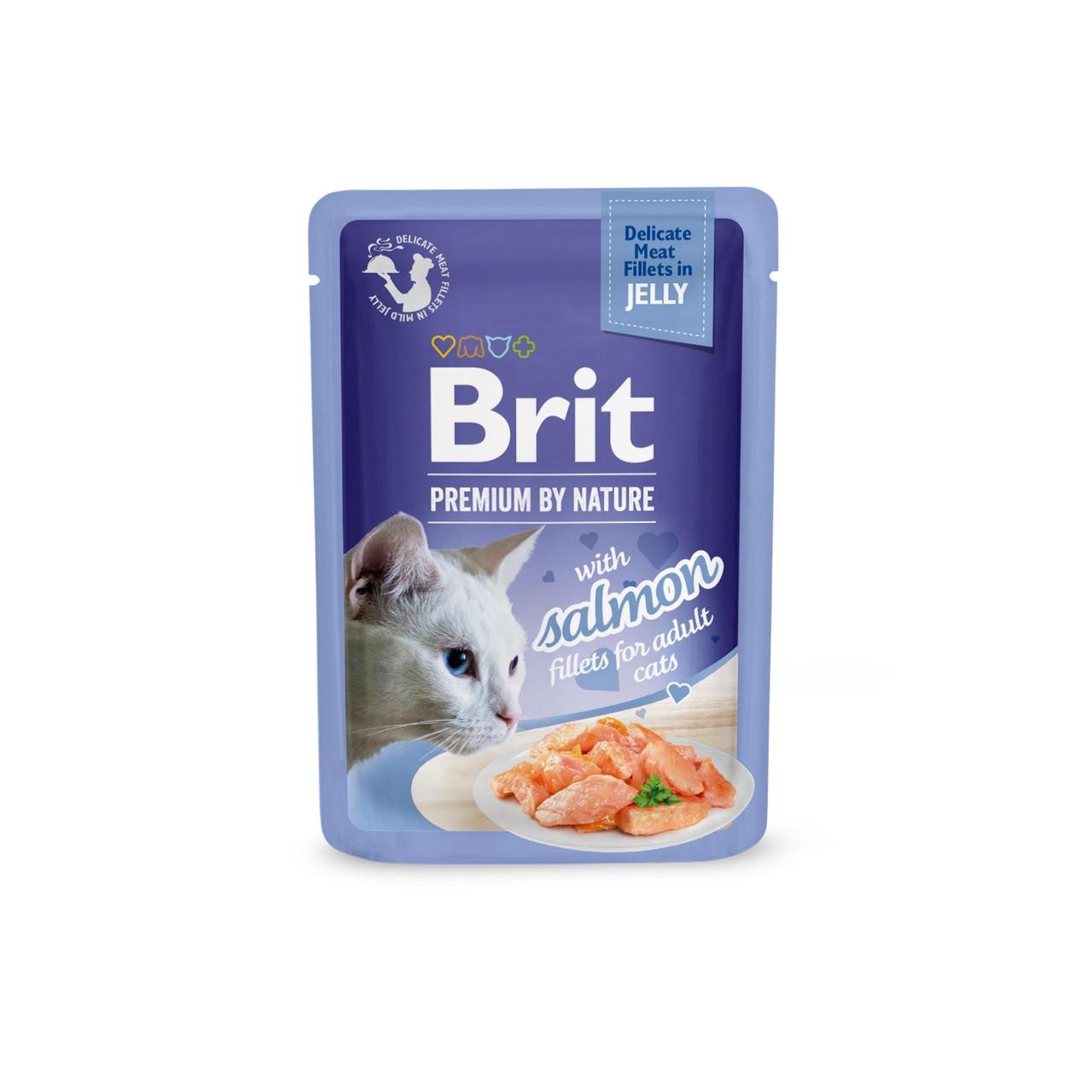Вологий корм для котів Brit Premium Cat Salmon Fillets Jelly pouch лосось 85 г (101138)