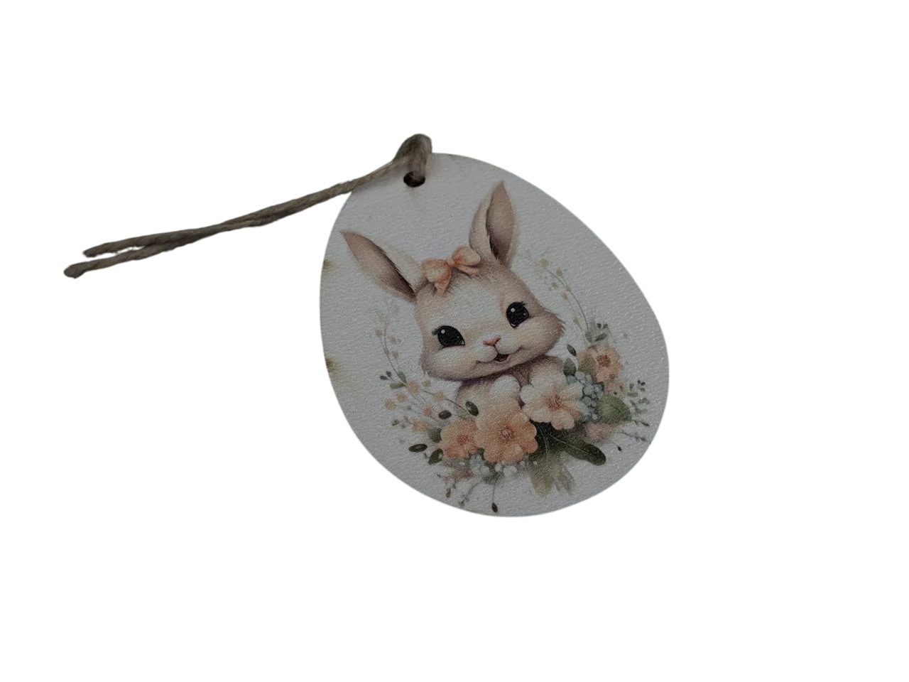 Заготівка-підвіска для рукоділля Пасхальне яйце з принтом зайчик під декупаж і розпис 8х6 см Різнокольоровий (XV-013)