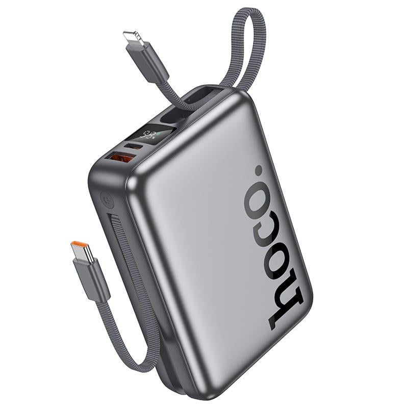 Повербанк Hoco Eminente Q39 PD/QC із вбудованим кабелем 20000 mAh Grey (26712338)