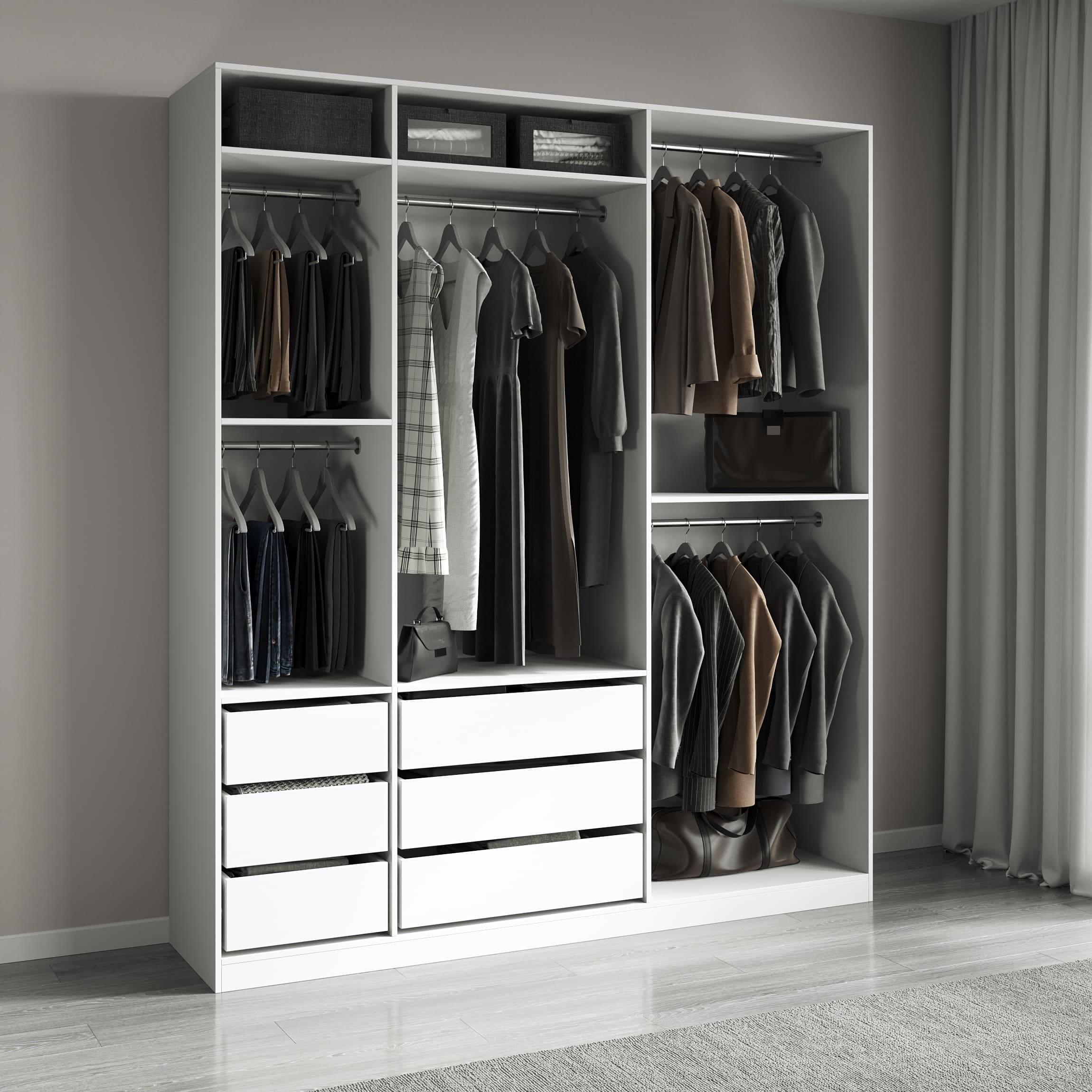 Шафа гардеробна без дверей з ящиками Білий (380539) Шафа гардеробна без дверей з ящиками Білий (380539)