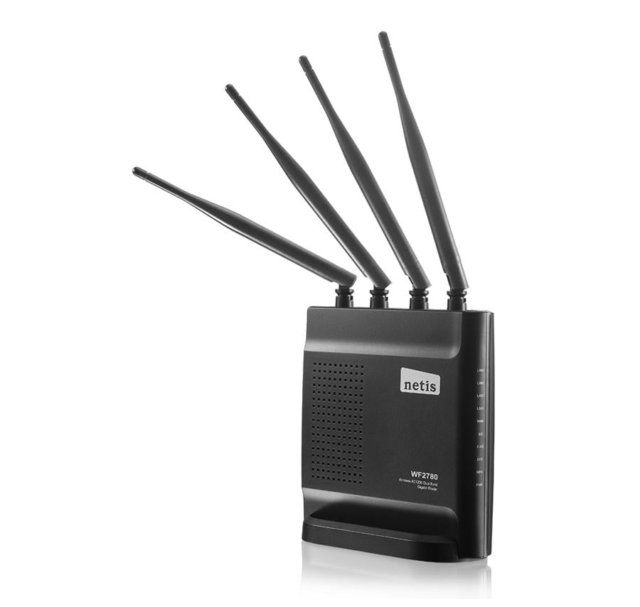 Роутер Netis WF2780 Wi-Fi 802.11a/b/g/n/ac до 1200 Mb/s 2,4/5 GHz 4x100/1000 Mb/s RJ45 100/1000Mb/s Gb 4 внешних антенны