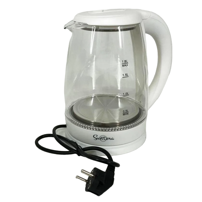Электрочайник стеклянный Suntera EKB-322B с подсветкой Белый (ws76326)