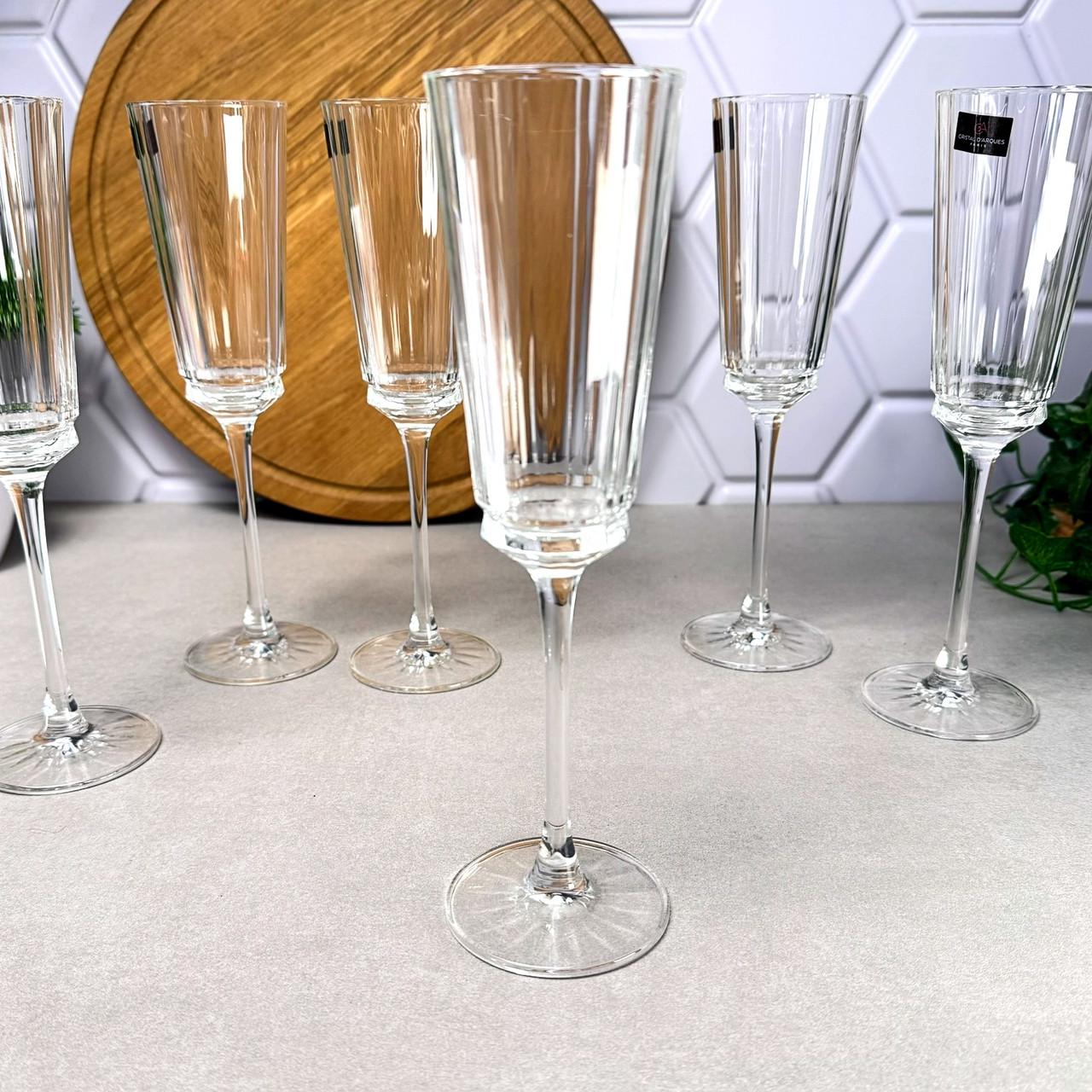 Келихи для шампанського з кришталевого скла Cristal D`Arques Macassar 170 мл 6 шт.