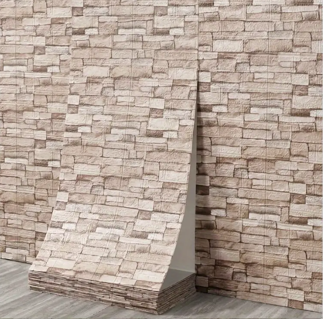 3D-панель піщаник самоклеюча під камінь 77x70 см x 3 мм Світло-коричневий