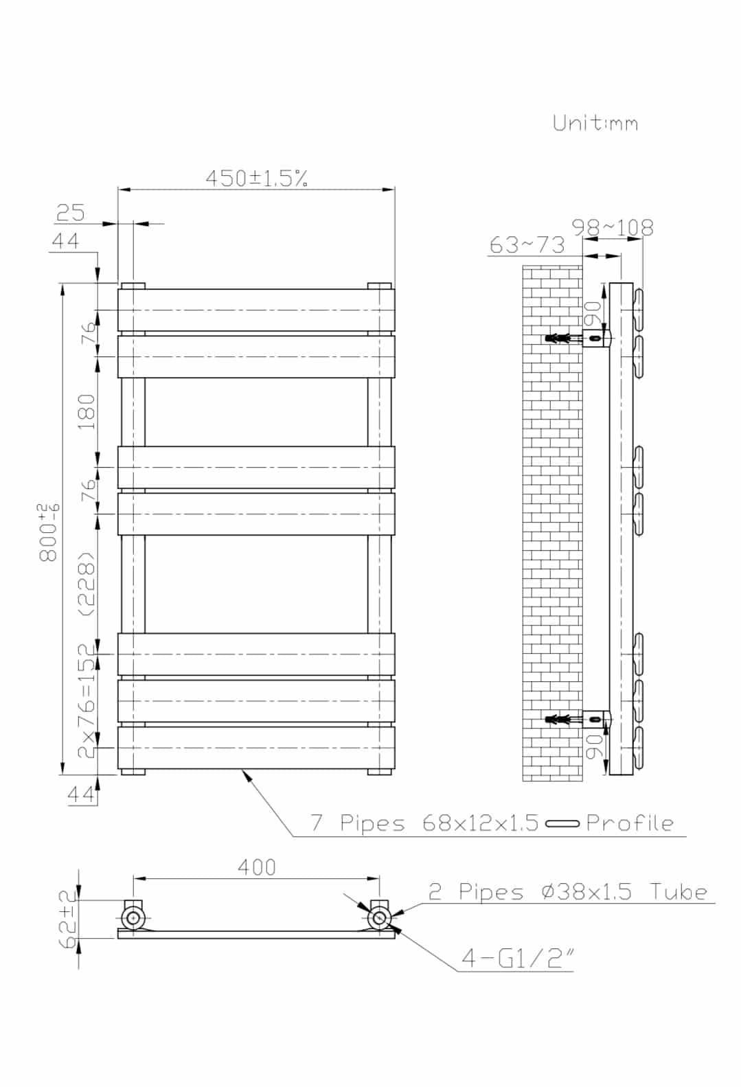 Сушка для рушників Faro 800x450 мм Білий (RR-FR800450B-1) - фото 2