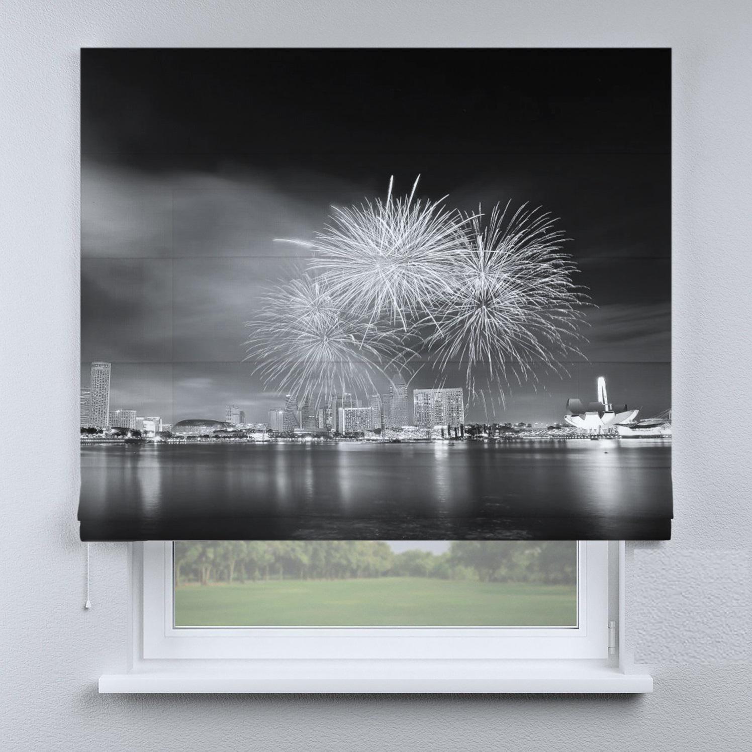 Римская штора Веревочный карниз Wenster ДВ 15-15-8 Город Black&White 235х170 см Черный (616870)