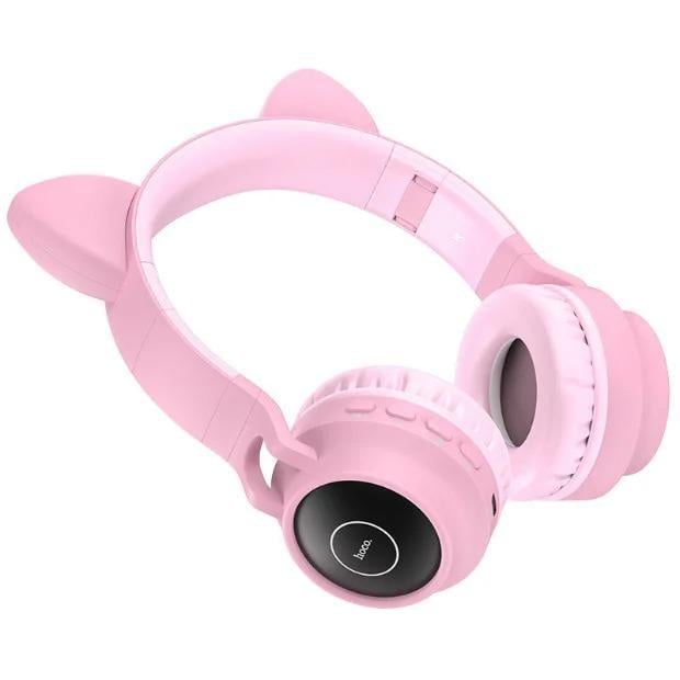 ​Навушники бездротові Hoco W27 Cat Ear Cheerful з котячими вушками LED підсвічування Bluetooth Pink