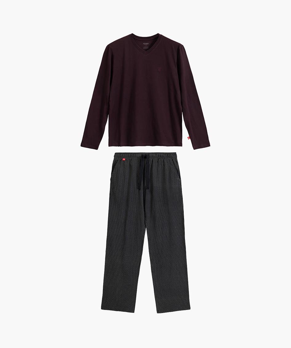 Пижама мужская Atlantic NMP-389 лонгслив/брюки хлопковая M Бордовый/Черный (2802478135) - фото 3 Пижама мужская Atlantic NMP-389 лонгслив/брюки хлопковая M Бордовый/Черный (2802478135) - фото 3