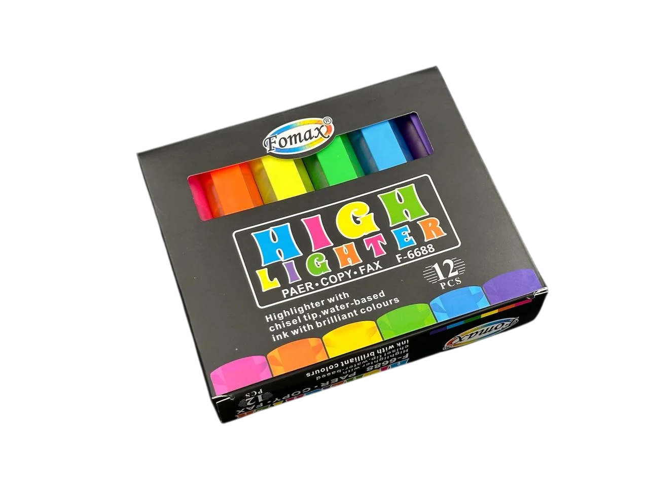 Набор текстовых маркеров Fomax в коробке 12 шт. Разноцветный (FLM-110)