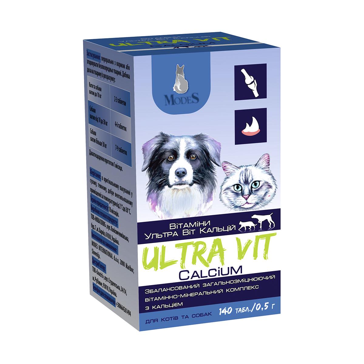 Вітаміни Modes Ultra Vit Кальцій для котів та собак 140 таб. (ЗС000229)