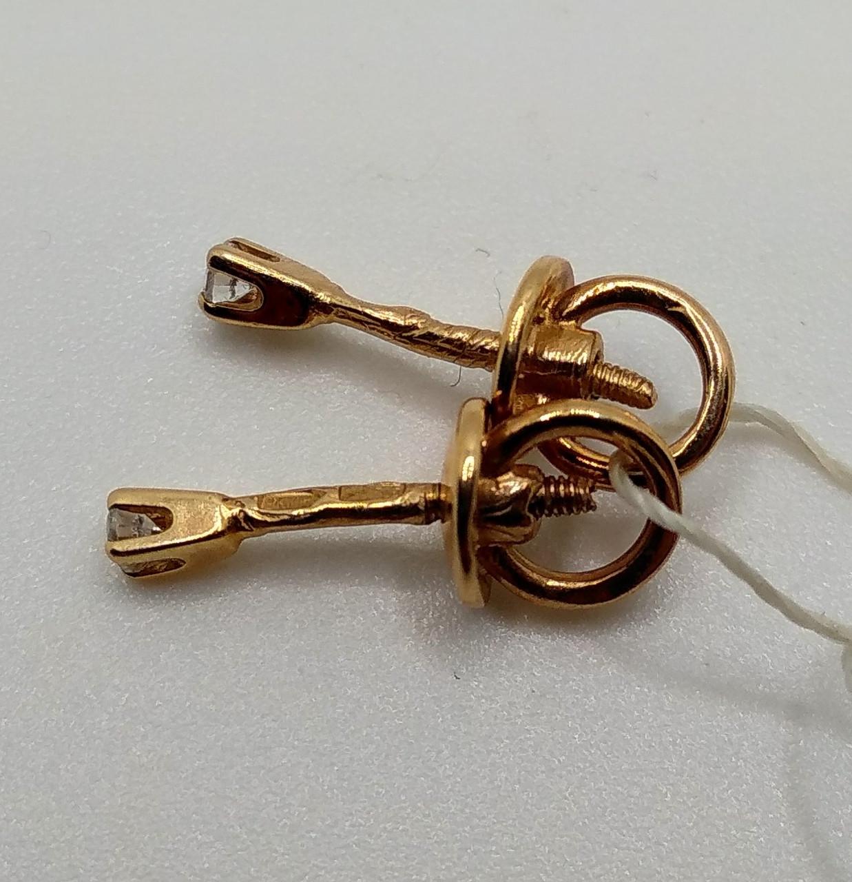 Серьги золото винтики белый 585° 1,16 г (с04400)