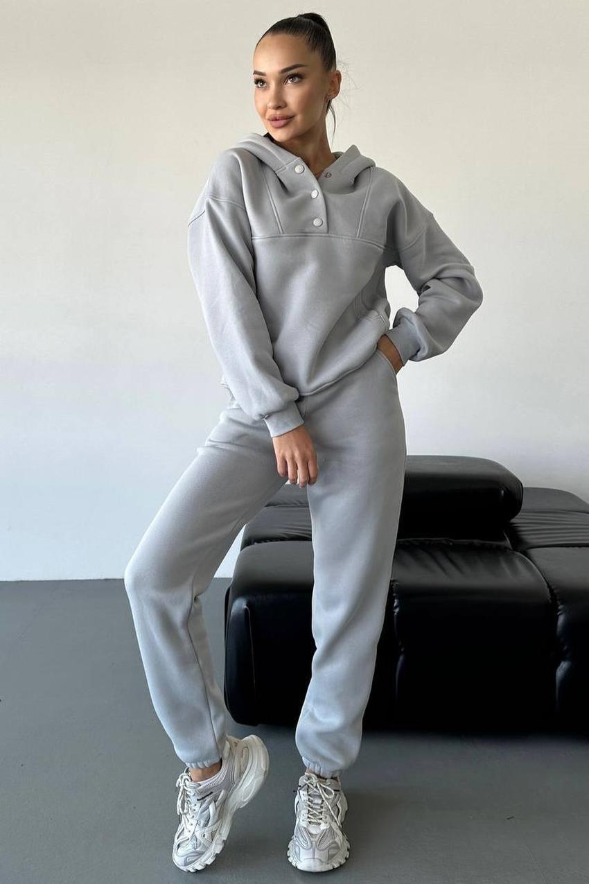 Спортивный костюм женский с худи на кнопках и джогерами М142.4 XL Пепельный (199-1-63)