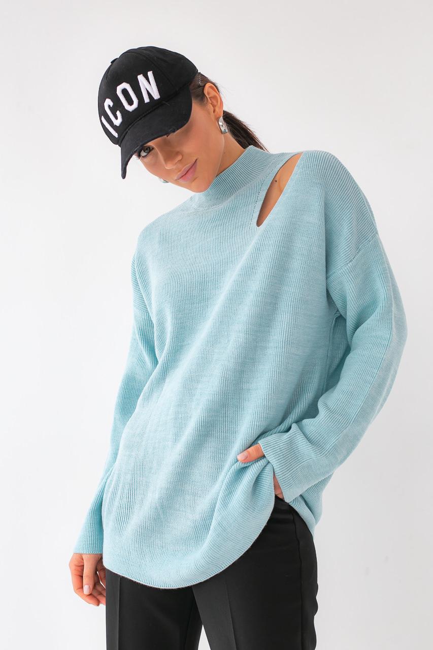 Кофта свободного фасона QU STYLE S Бирюзовый (9443320)