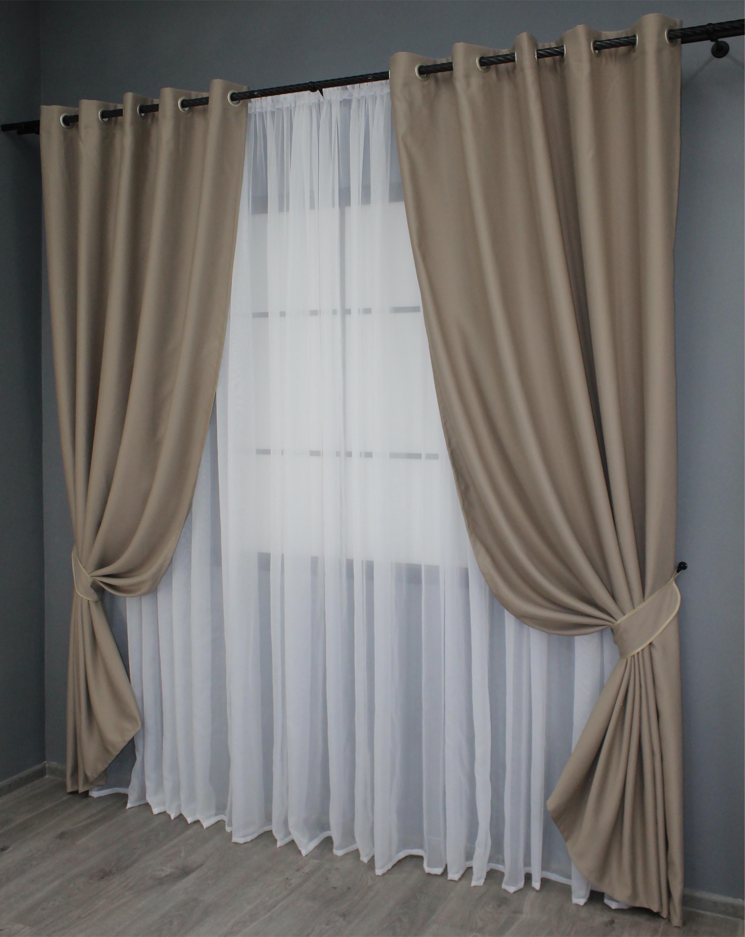 Комплект штор на люверсах VR-Textil Fusion Dimout № 792ш 150х250 см 2 шт. Какао (37-0105) - фото 2