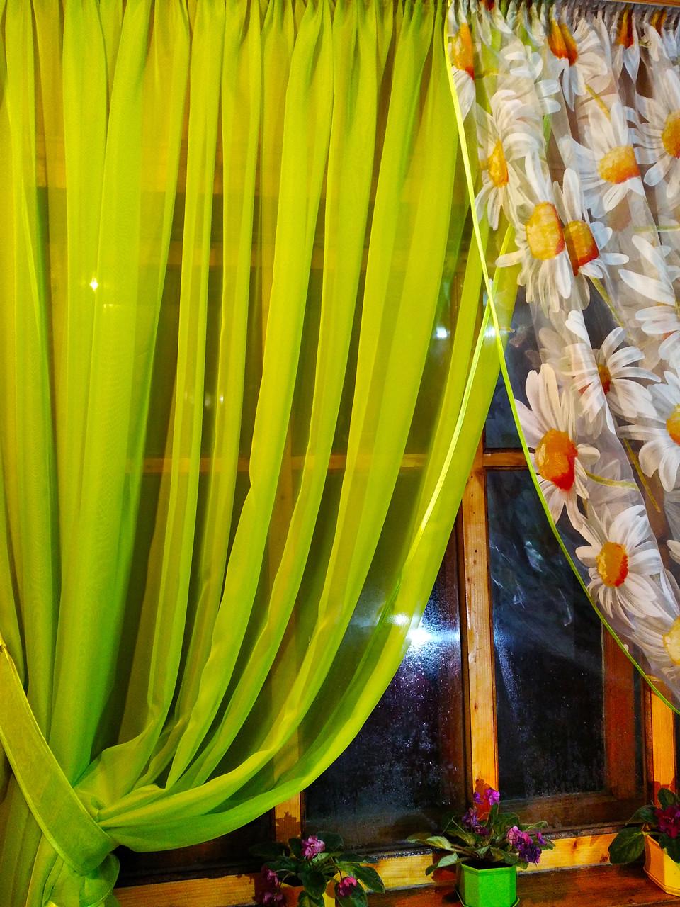 Шторы Вероника Салатовый/Ромашка (1639547268) - фото 3 Шторы Вероника Салатовый/Ромашка (1639547268) - фото 3