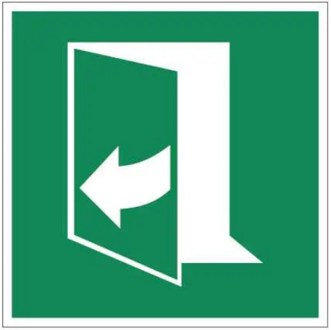 Знак Дверь открывается на себя влево Зеленый (д-9077)