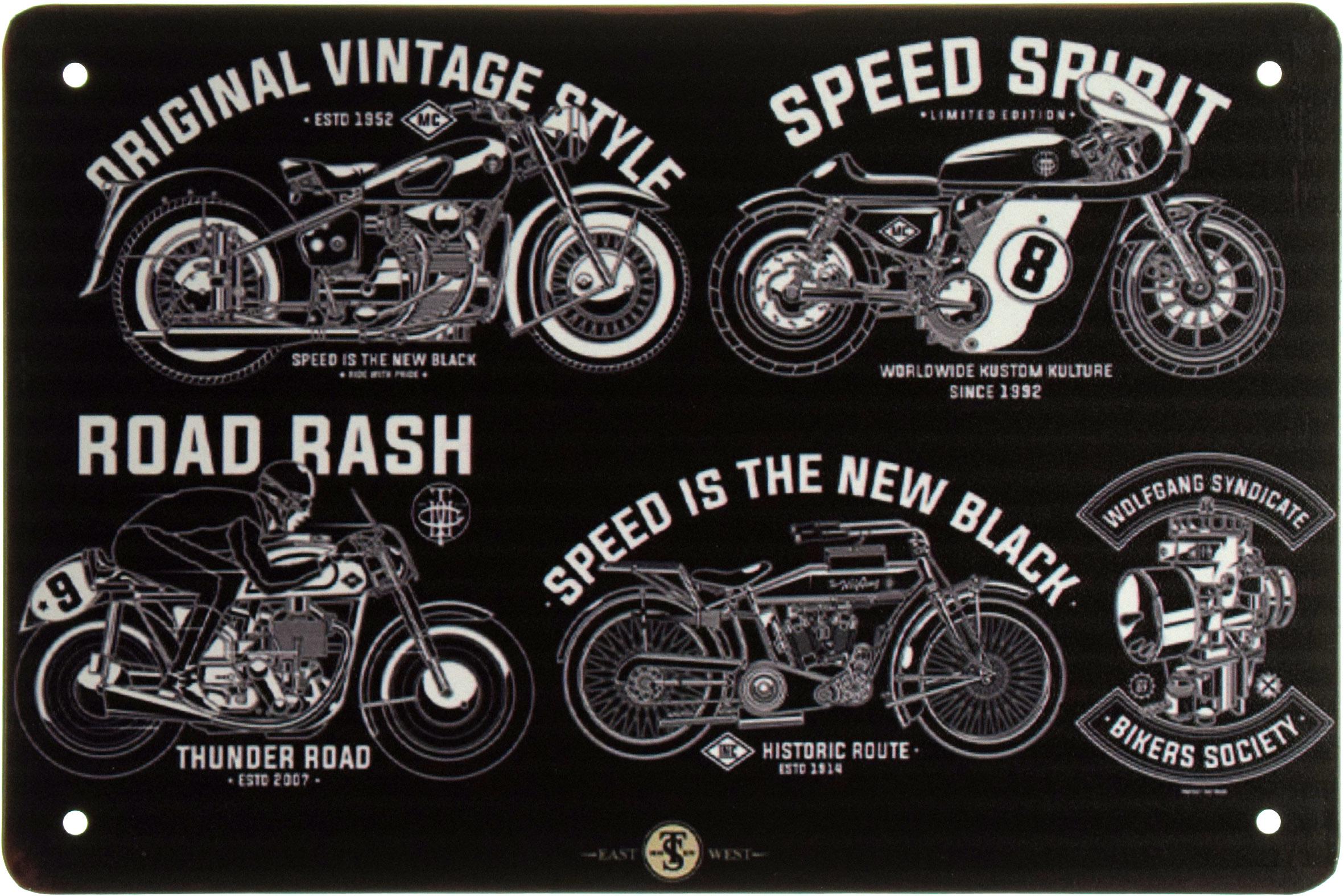 Табличка металлическая Общества Байкеров/Bikers Society 20x30 см