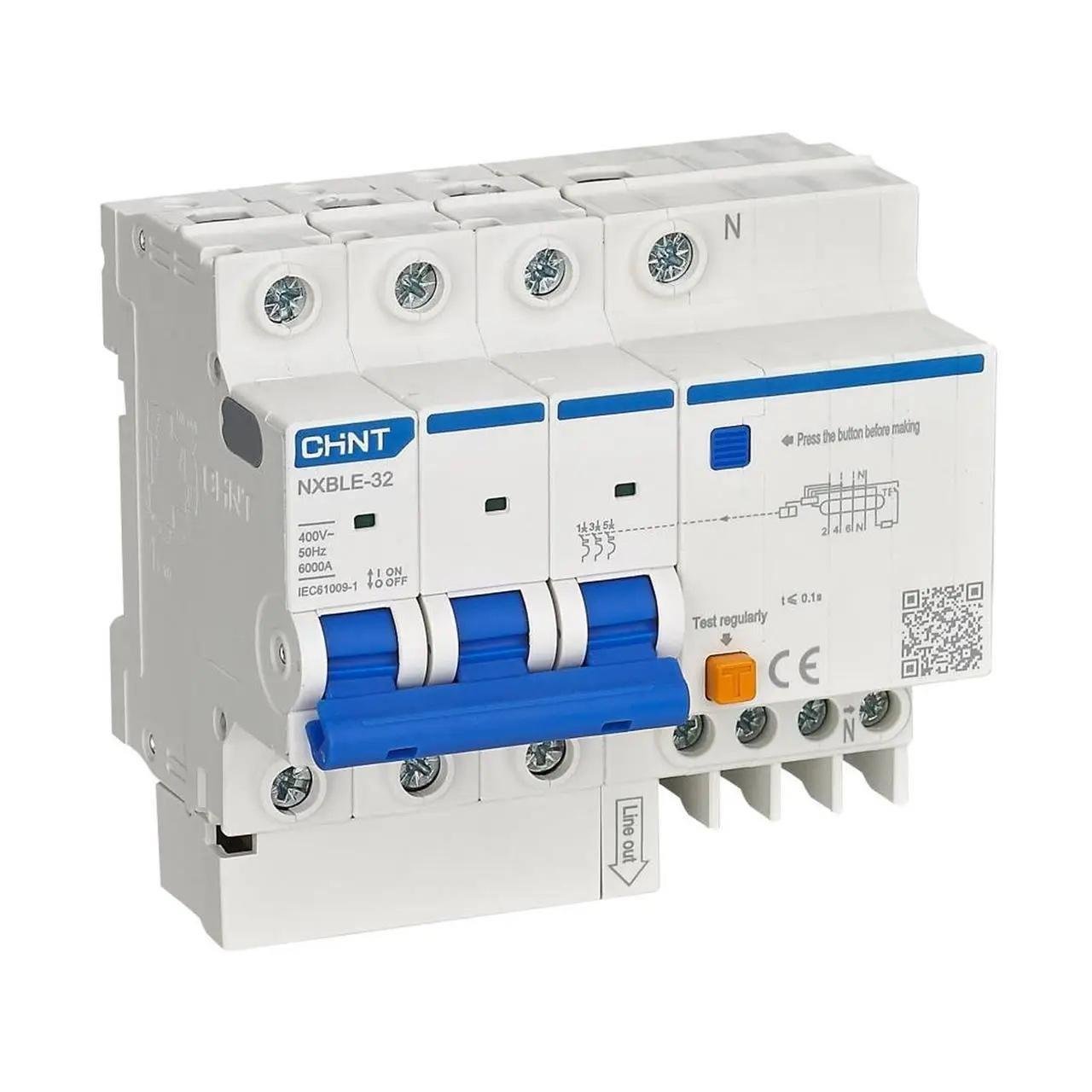 Вимикач диференційний автоматичний CHINT NXBLE-32 3P+N C16 30mA ел. тип АС 6kA (819512)
