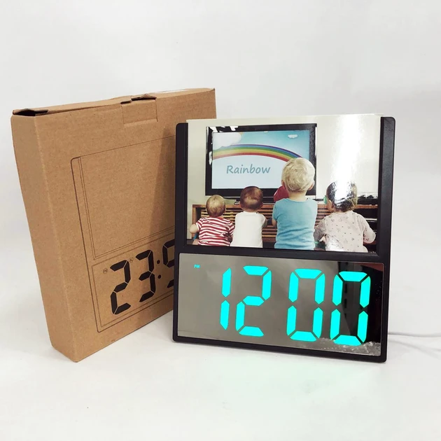 Часы настольные цифровые DS-6608 с фоторамкой и зеленым светом (7570) Часы настольные цифровые DS-6608 с фоторамкой и зеленым светом (7570)