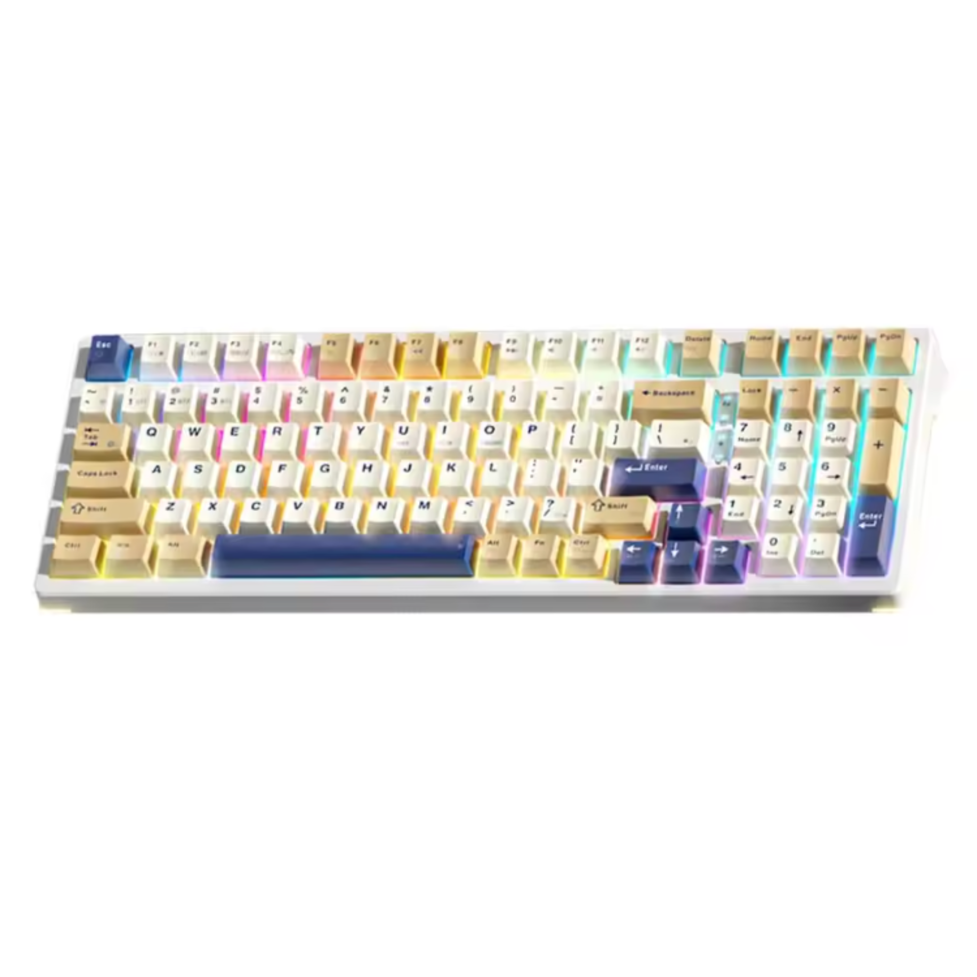 ᐉ Клавиатура механическая AULA F98X ENG/наклейки UA/RU Milk white