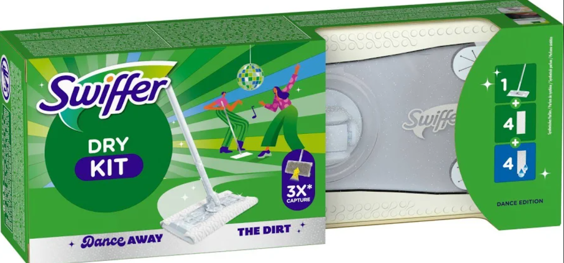 Швабра для прибирання Swiffer Dance Away Білий/Сірий з додатковими 4 вологими/4 сухими серветками (3009724355)