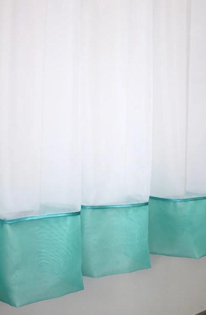 Занавеска на кухню/балкон шифон 280х170 см Бирюзовый/Белый (047к) - фото 4