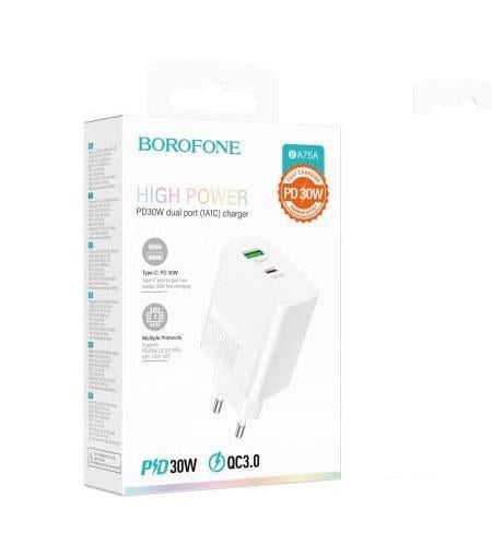 Устройство зарядное сетевое Borofone BA75A Powerfull PD30W/QC3.0 White Устройство зарядное сетевое Borofone BA75A Powerfull PD30W/QC3.0 White