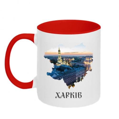 Чашка керамическая двухцветная "Місто Харків" 320 мл Красно-белый (15131391-18-190192)