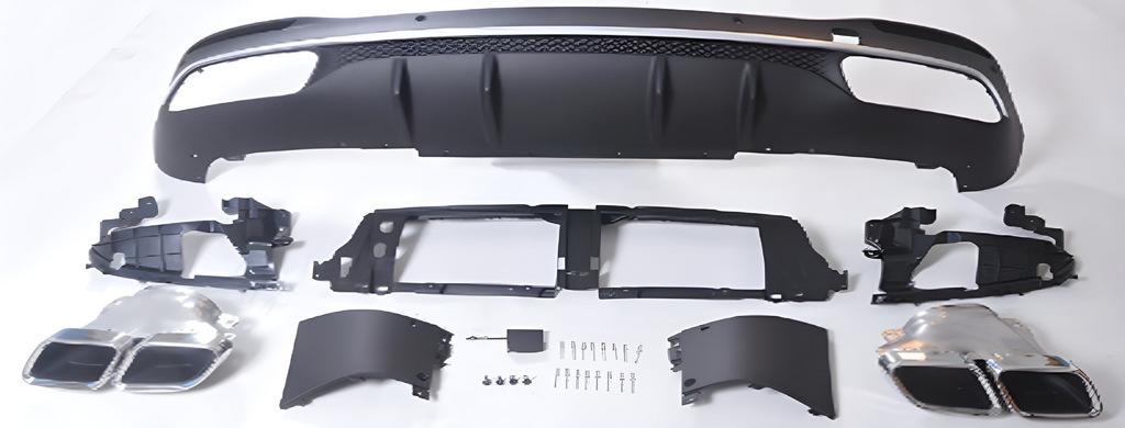 Задний диффузор с насадками Cixtai для Mercedes GLE coupe C167 2019- рр. abs-пластик Черный