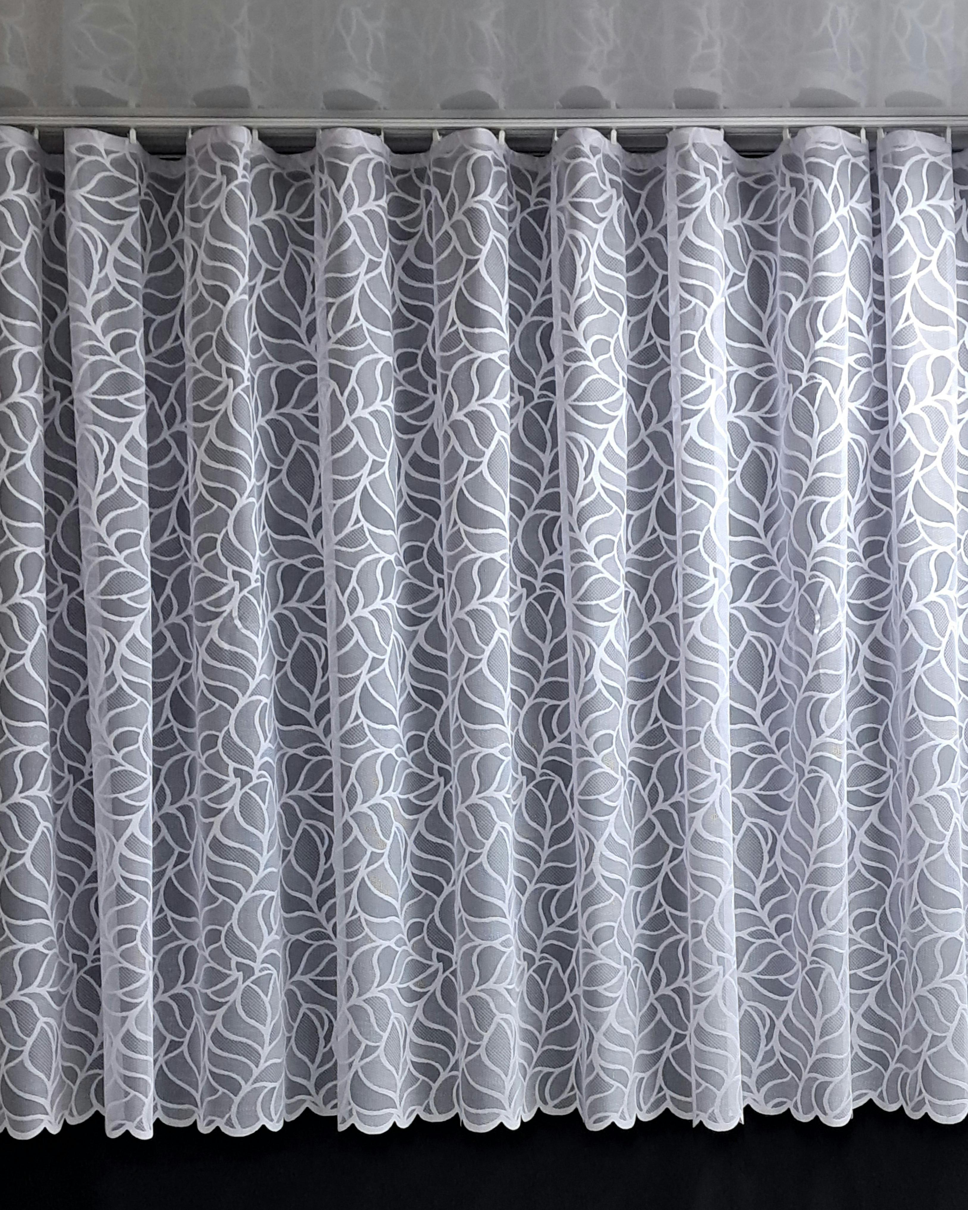 Гардина кухонная жаккардовая короткая 170х400 см Белый (1585)